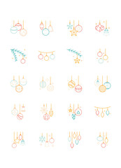 set of christmas decoration icons, party ornaments, 