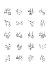 set of christmas decoration icons, party ornaments, 
