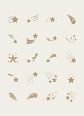 set of shooting star icons, meteor, decoration