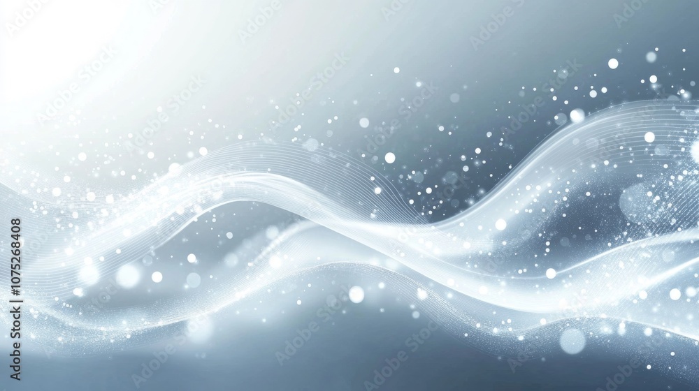 Poster a background with white dots on a gray wave, illuminated by a soft light. this represents the abstra