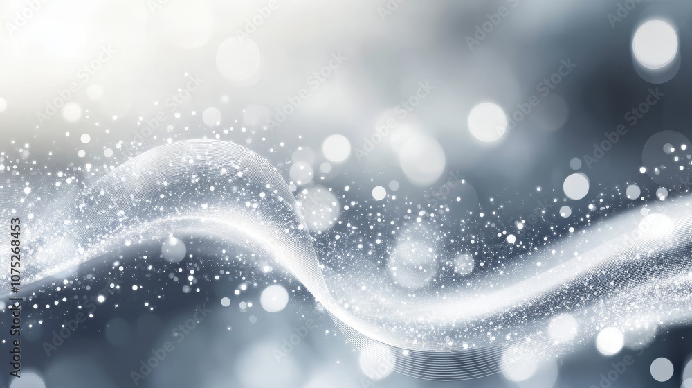 Poster a background with white dots on a gray wave, illuminated by a soft light. this represents the abstra