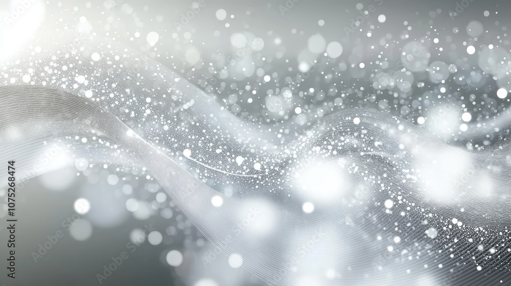 Poster a background with white dots on a gray wave, illuminated by a soft light. this represents the abstra