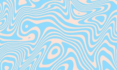 Abstract horizontal background with colorful waves. Trendy vector illustration in style retro 60s, 70s. Pastel colors
