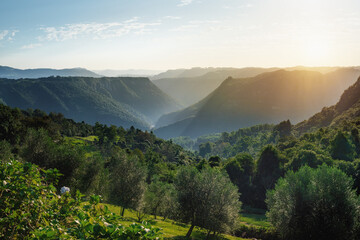 View of the Serra Gaúcha mountains at sunset - Gramado, Rio Grande do Sul, Brazil
