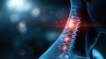 Nerve inflammation with tingling irritation, zoomed-in view, pinched nerves, tingling, irritation