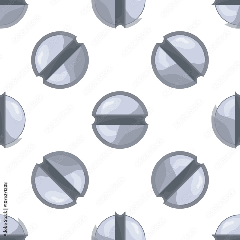 Aufkleber seamless pattern of realistic metal screws rotating on white background, creating a visually appeali