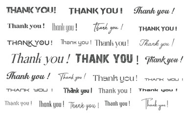 Thank you card, text or lettering, Thank you typography style, thank logo collection, vector script and handwritten typography