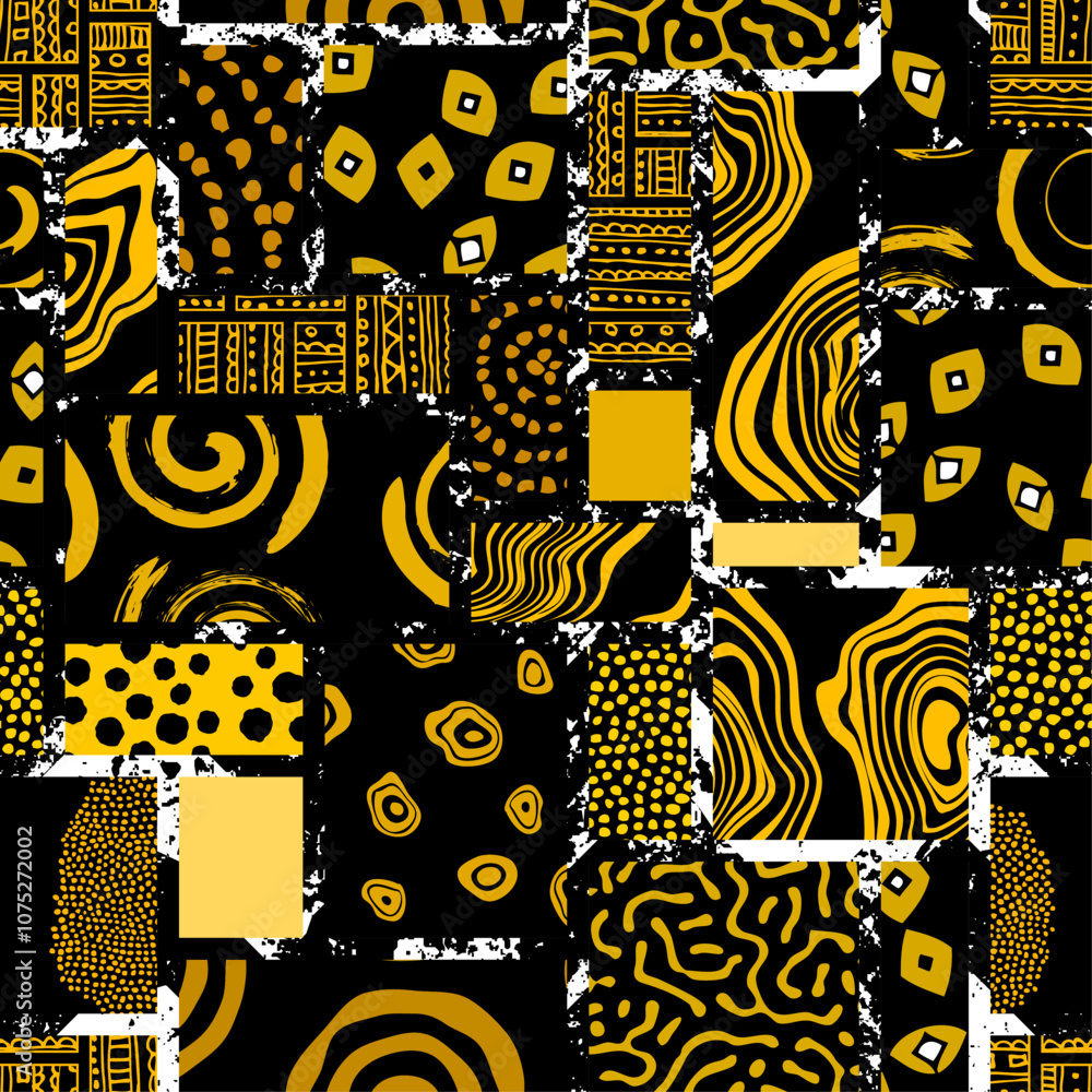 Poster Background of the tribal ethnic culture pattern. Seamless vector pattern in patchwork style based on afro ethnic style ornaments