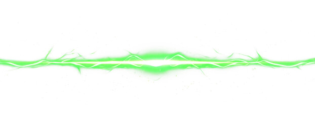 Obraz premium Horizontal Green light with glowing effects isolate on transparent background, png, cutout