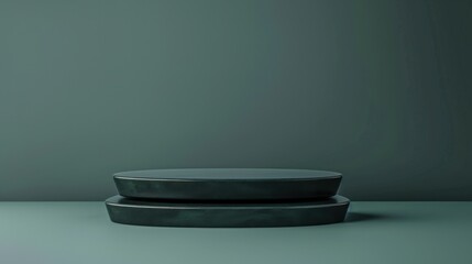 Dark Elegance: Product Display on Stacked Stone Pedestals 