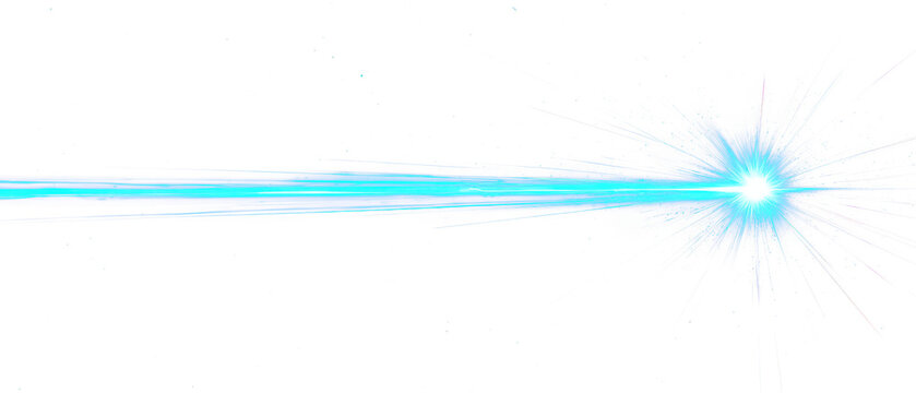 Stylized blue laser beam with glowing light effect isolate on transparent background, png, cutout