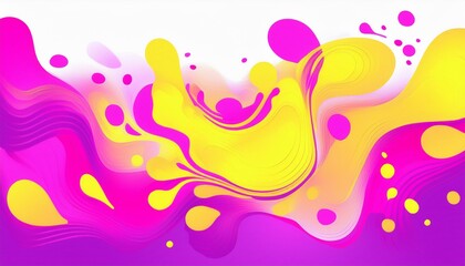Fototapeta premium Abstract colorful background with vibrant yellow and pink liquid shapes.