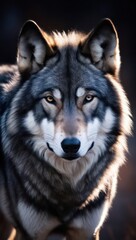 Fototapeta premium A Majestic Gray Wolf Stands Confidently in the Wilderness During the Early Morning Light