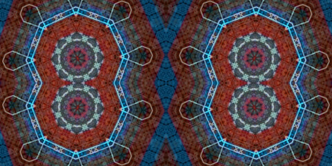 Seamless kaleidoscope pattern. The texture of the woven pattern. Endless pattern