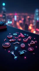 Nightlife Icon Collection: Cocktail, Music Note, Disco Ball