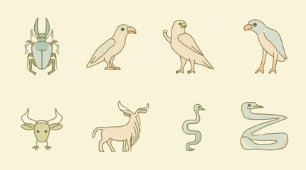 Obraz premium Ancient Animal Symbols of Egypt, Greece, and Mesopotamia