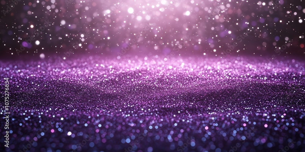 Poster abstract purple glitter background with bokeh effect.