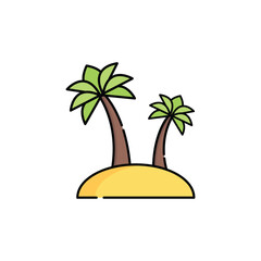 Island Icon Vector. Lineal or Linear Color.