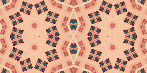 Seamless kaleidoscope pattern. The texture of the woven pattern. Endless pattern
