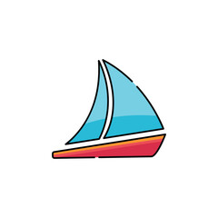 Sailing Boat Icon Vector. Sailboat Icon. Lineal or Linear Color.
