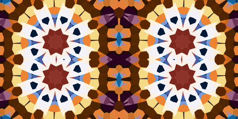 Seamless kaleidoscope pattern. The texture of the woven pattern. Endless pattern