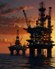oil rig in the sunset