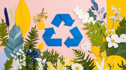 A Beautiful Floral Arrangement Featuring a Recycling Symbol Promoting Eco-Friendly Practices and Sustainability
