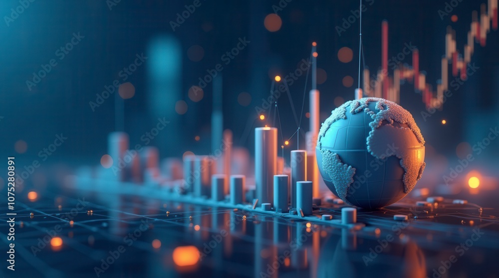 Poster 3d render icon for data analysis and business insights