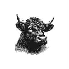 hand drawing vector of angus cow head   meat cattle farm ranch	
