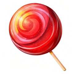 red sweet lollipop isolated on a white background