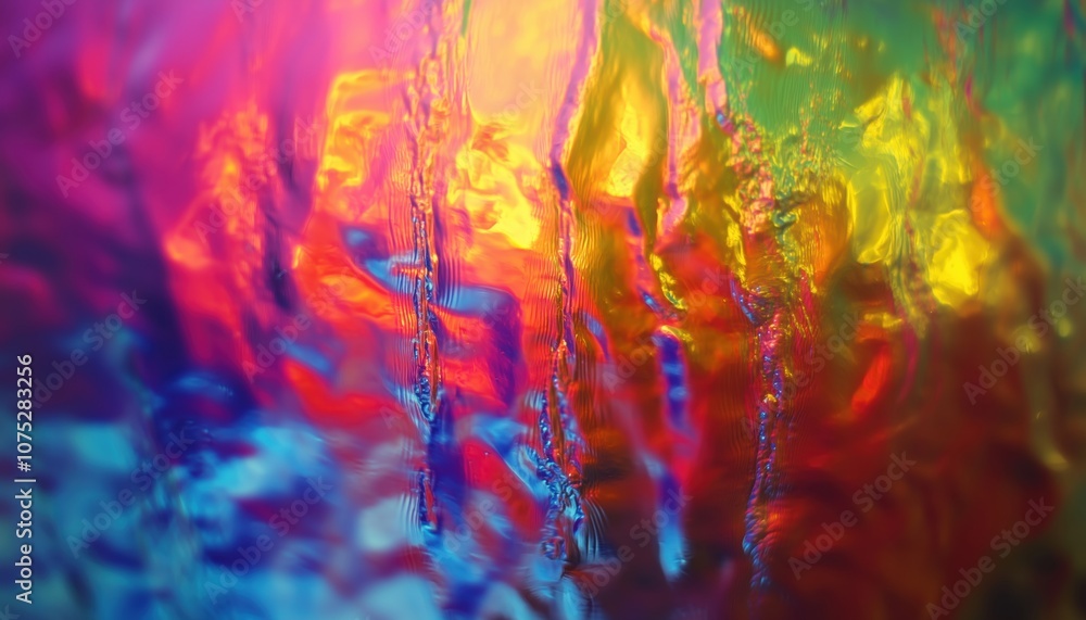Poster Smooth Transitions Of Iridescent Colors Blend Into A Fluid Gradient On A Blurred Abstract Background, Creating A Mesmerizing Rainbow Backdrop.