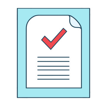 recommend clip art: Document with checkmark symbolizing task completion in office settings