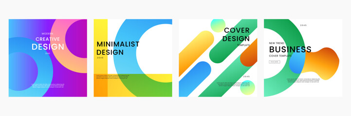 Colorful Gradient Geometric Shapes Background. Ideal for Post, Background, Banner, Ad, Promo, Invitation, Etc