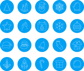 Christmas and New Year outline Holiday icons set. New year and Christmas stroke thin line vector symbols and sign.