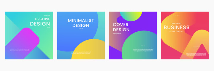 Colorful Gradient Geometric Shapes Background. Ideal for Post, Background, Banner, Ad, Promo, Invitation, Etc