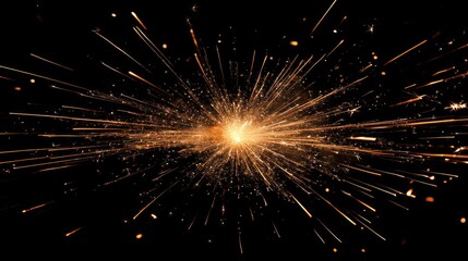 Obraz premium Explosion of Sparkling Fireworks on a Dark Night Sky Captured with Long Exposure Technique