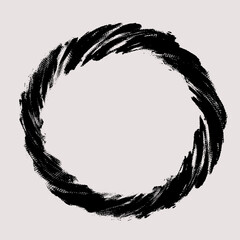 Circle brush stroke vector. Painted circle frame. Abstract textured text box. Grunge design illustration