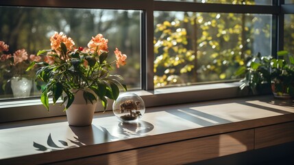 The wall of a residential building has a large window that is the entire width of the wall and has a sliding type of opening.