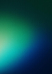 Fototapeta premium Grainy green blue gradient background glowing light noise texture effect header dark banner backdrop design, vertical background, copy space