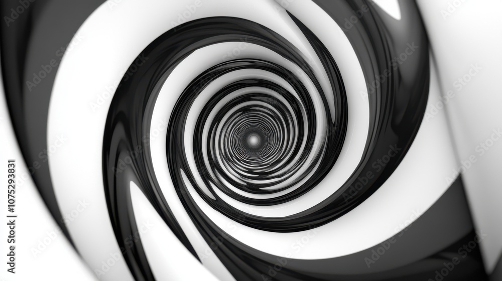 Aufkleber a mesmerizing black and white spiral pattern creating a vortex effect that draws the eye inward.