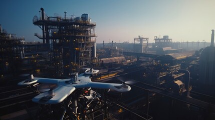 A photo of a drone inspection of industrial infrastructure
