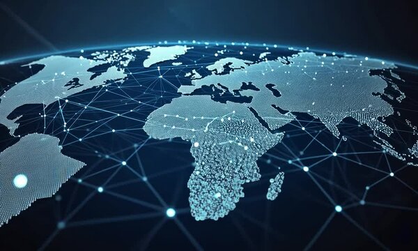 Global network connection. World map point and line composition concept of global business
