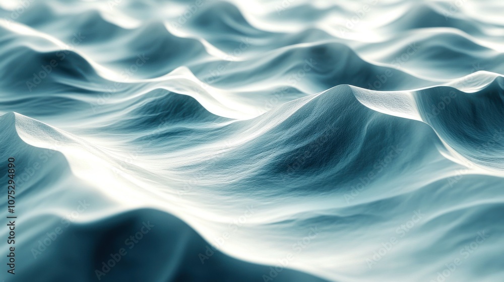 Poster calm ocean waves gently undulating in soft light, creating a serene and tranquil ambiance.