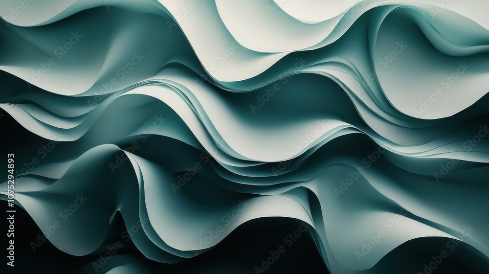 Aufkleber abstract flow of teal waves creating a serene and calming atmosphere.