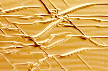 Blank gold adhesive crumpled tape mockup texture