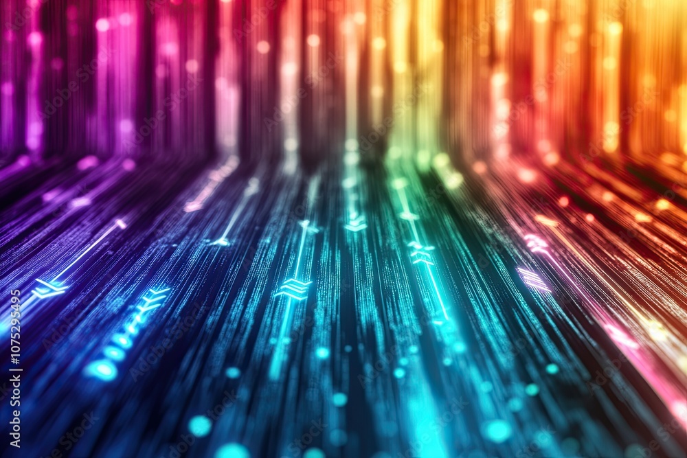 Fototapete colorful tensor fields with arrows display depth in a vibrant digital rendering