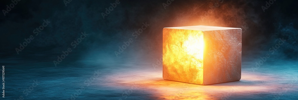 Poster Visually Striking Tesseract Projection Revealing Multidimensional Space With Illuminated Layers