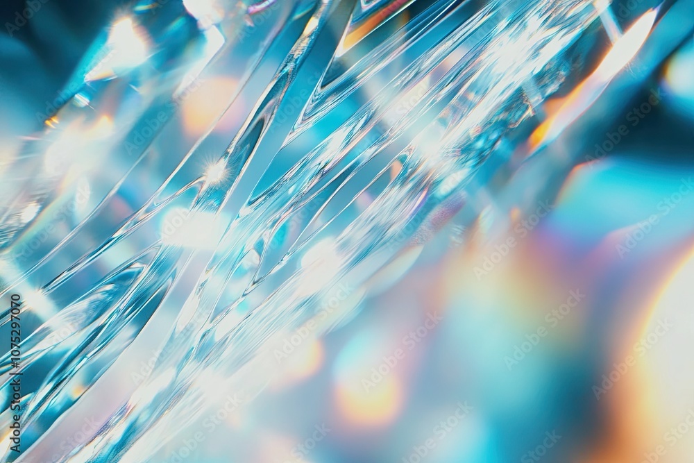 Poster light refracts through a glass prism creating vivid rainbow spectrum against a dark backdrop