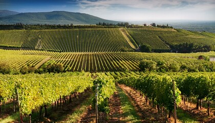 Naklejka premium a beautiful view of a vineyard in summer