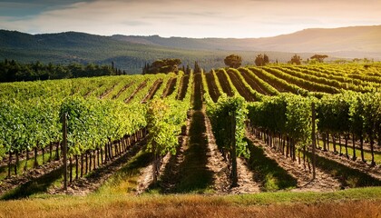 Obraz premium a beautiful view of a vineyard in summer